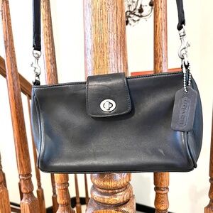 Coach Black Leather 9154 Demi Turnlock Small Crossbody Handbag